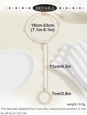 MODRSA Hand Chain Bracelet Gold Hand Chain Ring Bracelet Hands Chains Jewelry Rhinestone Pearl Handchain Finger Bracelets non Tarnish Waterproof Trendy Dainty Bridesmaid Accessories in Kuwait