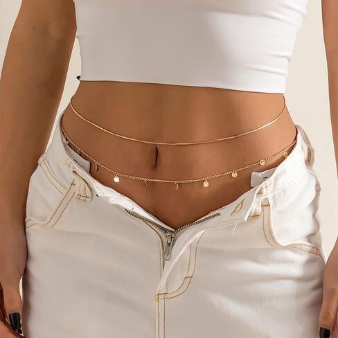 Gold Body Chain for Women Dainty Sexy Belly Chains Simple Adjustable Summer Beach Waterproof Body Jewelry For Women in Saudi Arabia