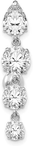 Solid 10K White Gold Tops Down 4 Dangle Cubic Zirconia CZs Belly Dangle in Saudi Arabia
