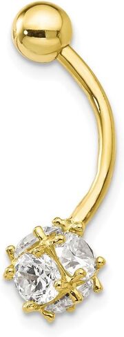 Solid 10K Yellow Gold 7mm Cubic Zirconia CZ Soccer Ball Belly Dangle in Saudi Arabia