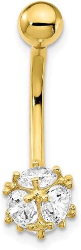 Solid 10K Yellow Gold 7mm Cubic Zirconia CZ Soccer Ball Belly Dangle in Saudi Arabia