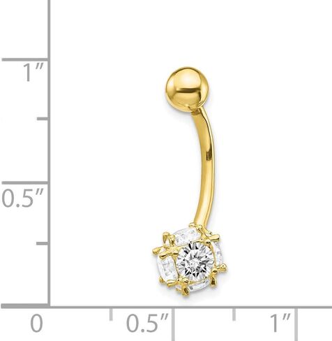 Solid 10K Yellow Gold 7mm Cubic Zirconia CZ Soccer Ball Belly Dangle in Saudi Arabia