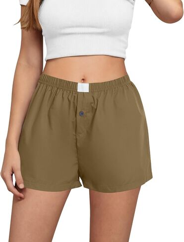 Boxer Shorts for Women Summer Gingham Soft Comfy Lightweight Pajamas Lounge Sleep Pj Plaid Shorts Y2K Beach Bottoms in Saudi Arabia