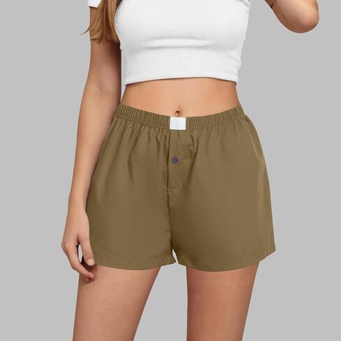 Boxer Shorts for Women Summer Gingham Soft Comfy Lightweight Pajamas Lounge Sleep Pj Plaid Shorts Y2K Beach Bottoms in Saudi Arabia