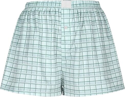 Boxer Shorts for Women Summer Gingham Soft Comfy Lightweight Pajamas Lounge Sleep Pj Plaid Shorts Y2K Beach Bottoms in Saudi Arabia