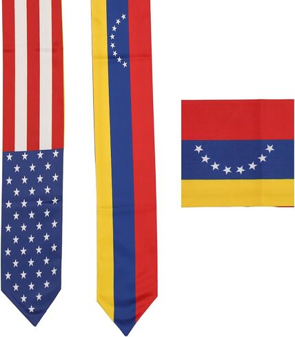 USA And Venezuela Flag Graduation Stole, Satin Embroidery Graduation Sash for International Students, 72 Inch Length. in Saudi Arabia