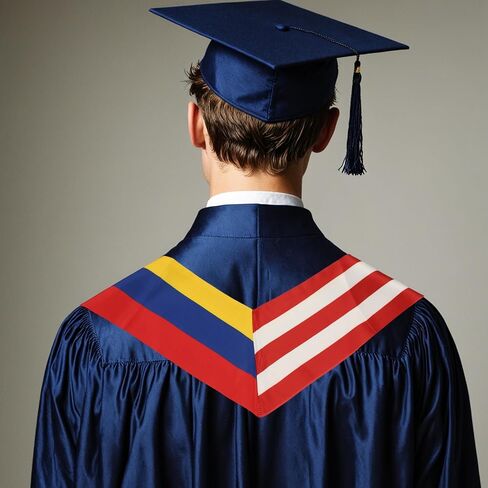USA And Venezuela Flag Graduation Stole, Satin Embroidery Graduation Sash for International Students, 72 Inch Length. in Saudi Arabia