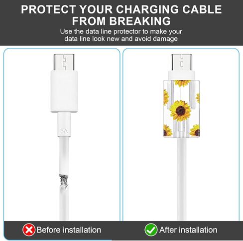 6 Pcs Cute Cord Protector，Cable Protectors for Cords Flower Transparent Charger Protector Type-C Ptu Heart Protector De Cargador，Phone Cord Protector，Charger Accessories in Saudi Arabia