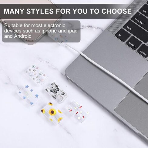 6 Pcs Cute Cord Protector，Cable Protectors for Cords Flower Transparent Charger Protector Type-C Ptu Heart Protector De Cargador，Phone Cord Protector，Charger Accessories in Saudi Arabia