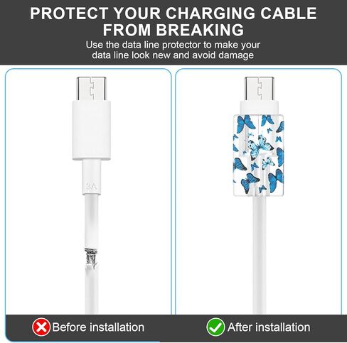 6 Pcs Cute Cord Protector，Cable Protectors for Cords Flower Transparent Charger Protector Type-C Ptu Heart Protector De Cargador，Phone Cord Protector，Charger Accessories in Saudi Arabia
