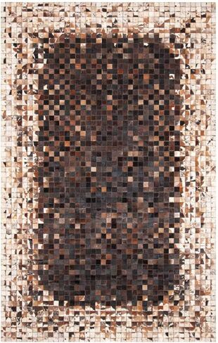 SAFAVIEH Studio Leather Collection 8' x 10' Beige/Brown STL803B Handmade Mid-Century Modern Leather Area Rug in Saudi Arabia