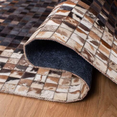 SAFAVIEH Studio Leather Collection 8' x 10' Beige/Brown STL803B Handmade Mid-Century Modern Leather Area Rug in Saudi Arabia