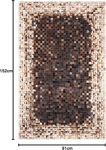SAFAVIEH Studio Leather Collection 8' x 10' Beige/Brown STL803B Handmade Mid-Century Modern Leather Area Rug in Saudi Arabia