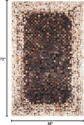 SAFAVIEH Studio Leather Collection 8' x 10' Beige/Brown STL803B Handmade Mid-Century Modern Leather Area Rug in Saudi Arabia