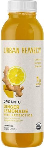 Urban Remedy Organic Ginger Lemonade, Low Glycemic Lemon Drink with Probiotics & Vitamin C, Immune & Digestive Support, Vegan, Gluten-Free, Non-GMO, 12 fl oz in Saudi Arabia