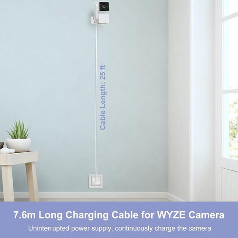 2 Pack 25FT Power Extension Cable Compatible with WyzeCam,Wyze Cam v4,WyzeCam Pan,WYZE Cam OG,KasaCam Indoor,NestCam Indoor,Blink,Cloud Cam, Waterproof USB to Micro USB Durable Charging Cable in Saudi Arabia