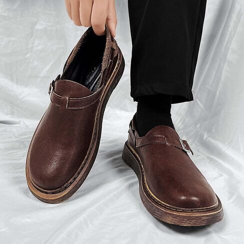 Men's Loafers Vintage Buckle Business Casual Shoes Formal Wedding Party Office Work Suit Party Leather Shoes, Black, Brown, Yellow in Saudi Arabia