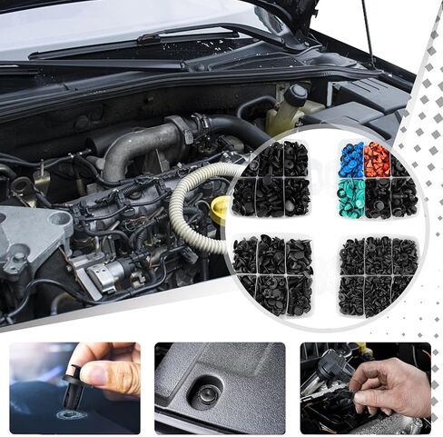 Car Push Retainer Clips 1430PCS Auto Fasteners Assortment-47 Most Popular Sizes Nylon Bumper Fender Rivets with 15 Cable Ties and Blue Fastener Remover for Ford GM Toyota Honda Chrysler Benz Nissan in Kuwait