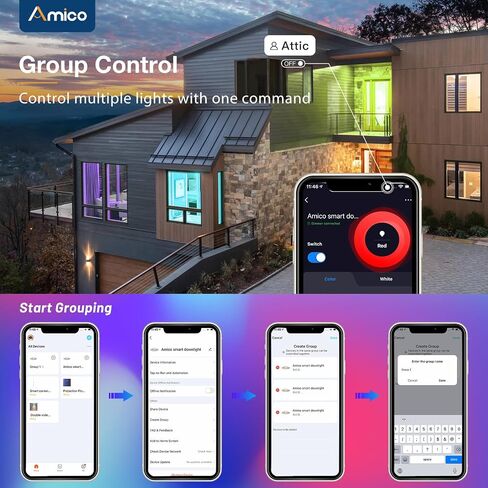 Amico 5/6 inch 5CCT LED Recessed Lighting 20 Pack, Smooth Trim, Dimmable, IC & Damp Rated, 12.5W=100W, 950LM Can Lights, 2700K/3000K/4000K/5000K/6000K Selectable, Retrofit Installation - ETL & FCC in Kuwait