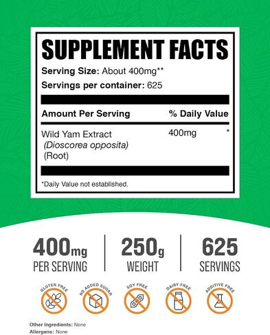 BulkSupplements.com مسحوق مستخلص اليام البري - مكمل عشبي، مكمل اليام البري، مستخلص جذر اليام البري - خالي من الغلوتين، 400 مجم لكل وجبة، 250 جم (8.8 أونصة) (عبوة من قطعة واحدة) in Saudi Arabia