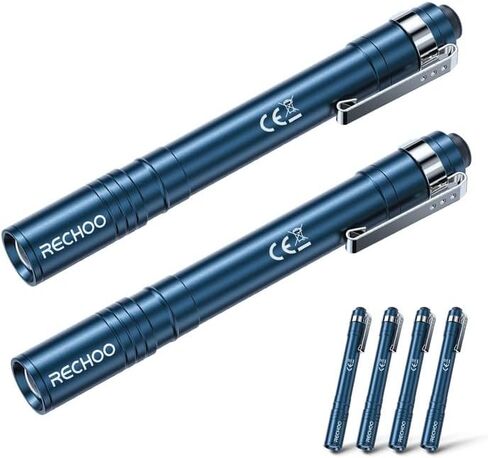 RECHOO LED قلم ضوء 4 عبوات، خفيف الوزن، مصباح يدوي صغير ساطع مع مشبك، مصباح جيب محمول مقاوم للماء للمنزل، حالات الطوارئ، التفتيش (البطارية متضمنة) in Kuwait
