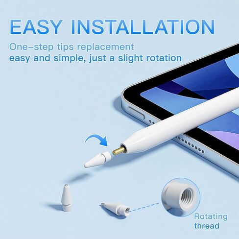 Replacement Pencil Tips for Apple Pencil Pro,Pencil Pro Tips fit for Apple 2nd 1st Gen USB-C,and Logitech Crayon Digital Pencil,Needle Pencil Tips with Case,Noiseless IPad Pro Pencil Sets(4B&2B) White in Saudi Arabia