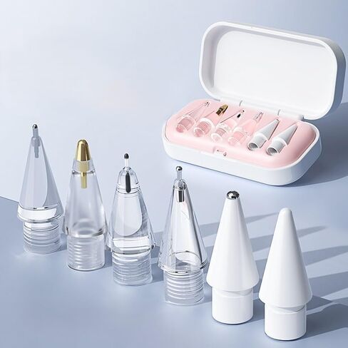 Replacement Pencil Tips for Apple Pencil Pro,Pencil Pro Tips fit for Apple 2nd 1st Gen USB-C,and Logitech Crayon Digital Pencil,Needle Pencil Tips with Case,Noiseless IPad Pro Pencil Sets(4B&2B) White in Saudi Arabia