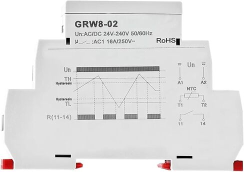 1pc Temperature Control Relay Din Rail 16A AC/DC24-240V with Waterproof NTC Sensor Heating & Cooling GRW8-01/02(GRW8-02-3m Sensor) in Kuwait