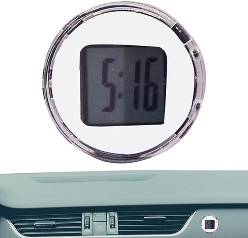 Digital Car Clock Small Vent Watch, Stick Clock, Adhesive Dashboard Decoration, Waterproof Automotive Watch for Home and Cycle, 1.02x1.02x0.39 inches in Saudi Arabia