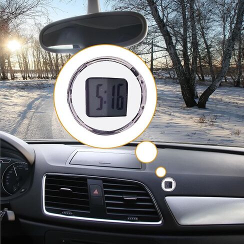Digital Car Clock Small Vent Watch, Stick Clock, Adhesive Dashboard Decoration, Waterproof Automotive Watch for Home and Cycle, 1.02x1.02x0.39 inches in Saudi Arabia