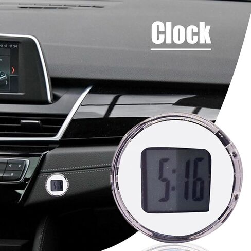 Digital Car Clock Small Vent Watch, Stick Clock, Adhesive Dashboard Decoration, Waterproof Automotive Watch for Home and Cycle, 1.02x1.02x0.39 inches in Saudi Arabia