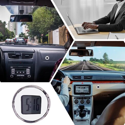 Digital Car Clock Small Vent Watch, Stick Clock, Adhesive Dashboard Decoration, Waterproof Automotive Watch for Home and Cycle, 1.02x1.02x0.39 inches in Saudi Arabia