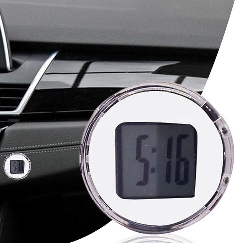 Digital Car Clock Small Vent Watch, Stick Clock, Adhesive Dashboard Decoration, Waterproof Automotive Watch for Home and Cycle, 1.02x1.02x0.39 inches in Saudi Arabia