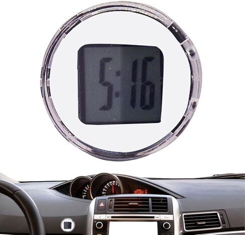 Digital Car Clock Small Vent Watch, Stick Clock, Adhesive Dashboard Decoration, Waterproof Automotive Watch for Home and Cycle, 1.02x1.02x0.39 inches in Saudi Arabia
