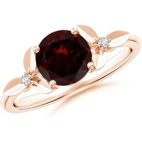 حلقة Angara Natural Garnet Solitaire للنساء في الذهب الصلب 14K | عيد ميلاد ، المشاركة ، الذكرى السنوية ، هدية مجوهرات الزفاف للنساء in Kuwait