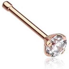 WildKlass Jewelry Rose Gold Prong Set Gem Top Steel Nose Stud Ring in Saudi Arabia