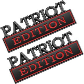 2Pack Patriot Edition Edition Car مع 4 مواد لاصقة ، شارة ثلاثية الأبعاد للشاحنات ، استبدال الملصقات المعدنية متوافقة مع مركبة عالمية ، هدايا مخضرمة للرجال (Silver & Black) in Kuwait
