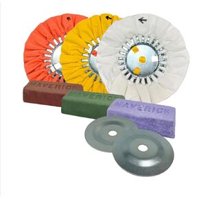 Renegade Products 3-Step Aluminishing Kit-عجلات تلميع مجرى الهواء ، قضبان مركبة وشفاه السلامة-مجموعة مرآة للتشطيب للعجلات والخزانات والحمص ، الحفارات الكبيرة ، 18 عجلات in Kuwait