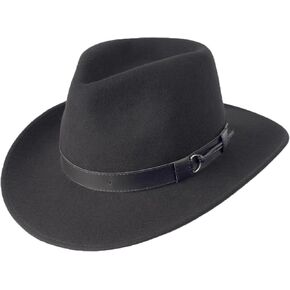 Outback 100% Wool Felt Hat for Women/Men Crushable Waterproof with Faux Leather | Wide Brim Fedora Cowboy Hat in Kuwait