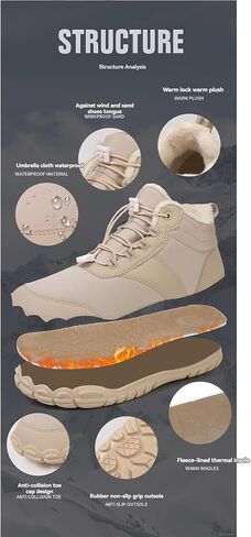 Winter Hike Barefoot Boots Women Men Minimalist Warm Snow Fur Boots Wide Toe Box Zero Drop Ankle Boot Waterproof Slip On Walking Trail Running Sneakers in Saudi Arabia
