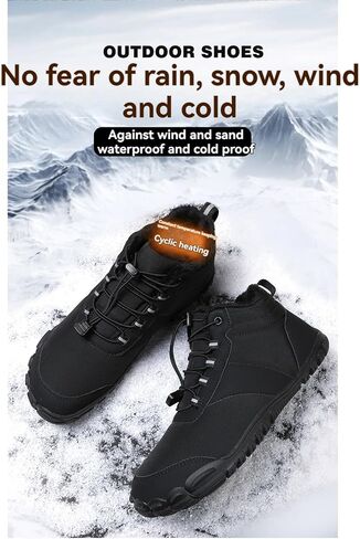Winter Hike Barefoot Boots Women Men Minimalist Warm Snow Fur Boots Wide Toe Box Zero Drop Ankle Boot Waterproof Slip On Walking Trail Running Sneakers in Saudi Arabia