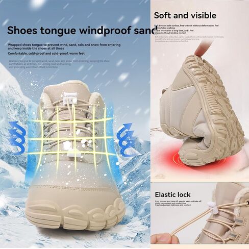 Winter Hike Barefoot Boots Women Men Minimalist Warm Snow Fur Boots Wide Toe Box Zero Drop Ankle Boot Waterproof Slip On Walking Trail Running Sneakers in Saudi Arabia