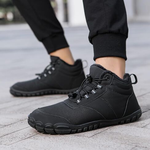 Winter Hike Barefoot Boots Women Men Minimalist Warm Snow Fur Boots Wide Toe Box Zero Drop Ankle Boot Waterproof Slip On Walking Trail Running Sneakers in Saudi Arabia