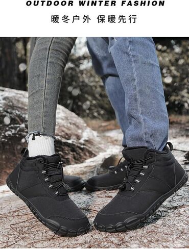 Winter Hike Barefoot Boots Women Men Minimalist Warm Snow Fur Boots Wide Toe Box Zero Drop Ankle Boot Waterproof Slip On Walking Trail Running Sneakers in Saudi Arabia