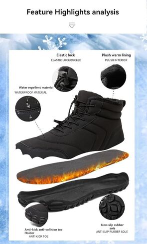 Winter Hike Barefoot Boots Women Men Minimalist Warm Snow Fur Boots Wide Toe Box Zero Drop Ankle Boot Waterproof Slip On Walking Trail Running Sneakers in Saudi Arabia