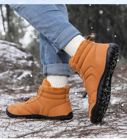 Winter Hike Barefoot Boots Women Men Minimalist Warm Snow Fur Boots Wide Toe Box Zero Drop Ankle Boot Waterproof Slip On Walking Trail Running Sneakers in Saudi Arabia