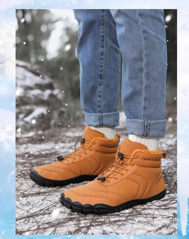 Winter Hike Barefoot Boots Women Men Minimalist Warm Snow Fur Boots Wide Toe Box Zero Drop Ankle Boot Waterproof Slip On Walking Trail Running Sneakers in Saudi Arabia