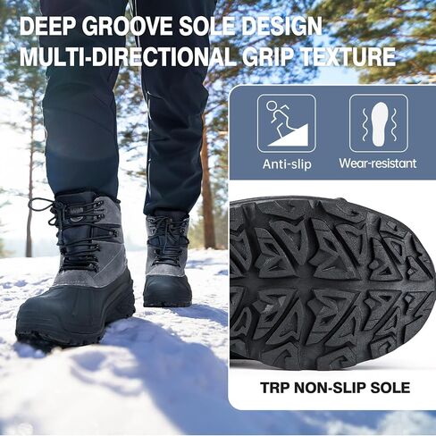 FREE SOLDIER Mens Snow Winter Boots for Men Warm Fleece Lining Winter Ski Shoes Waterproof Insulated Booties in Saudi Arabia