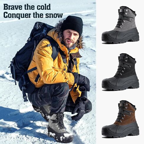 FREE SOLDIER Mens Snow Winter Boots for Men Warm Fleece Lining Winter Ski Shoes Waterproof Insulated Booties in Saudi Arabia