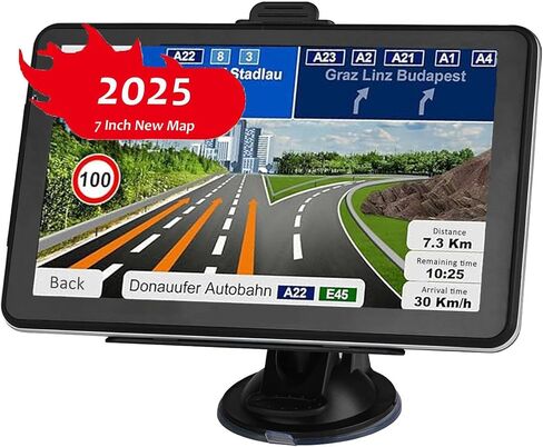 2024 Newest Car GPS Navigator 2.5D Touchscreen 7inch Car GPS, Truck GPS Commercial Drivers,Real Voice prompts Turn Direction， Speed Limit Warning Speed Camera Alert, Lane Guidance Assist, POI in Saudi Arabia